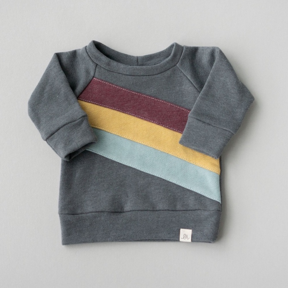 Lulu and Roo (Little Road Co) Tri-colored stripe Crew Neck